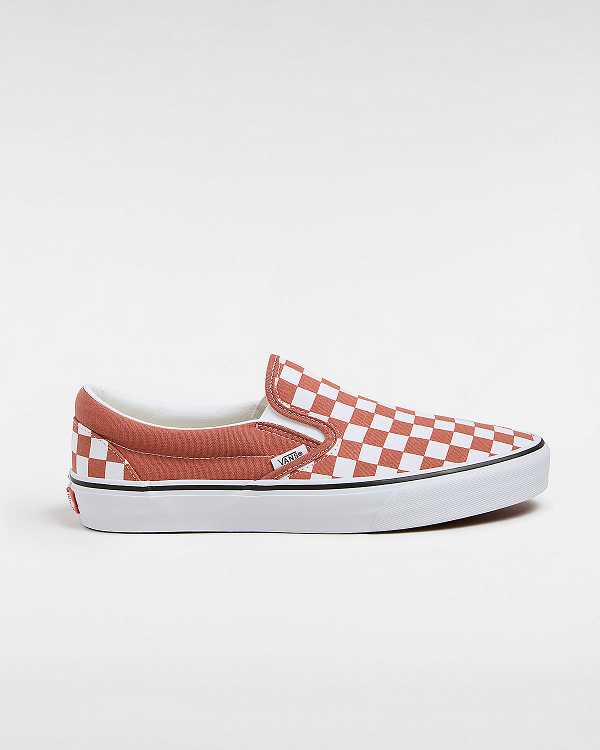 Orange Women Vans Classic Checkerboard Slip On Shoes Canada | VN7358064