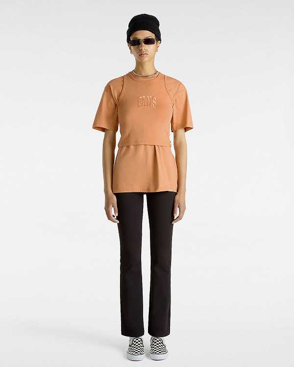 Orange Women Vans Left Chest Logo T Shirts Canada | VN1263987