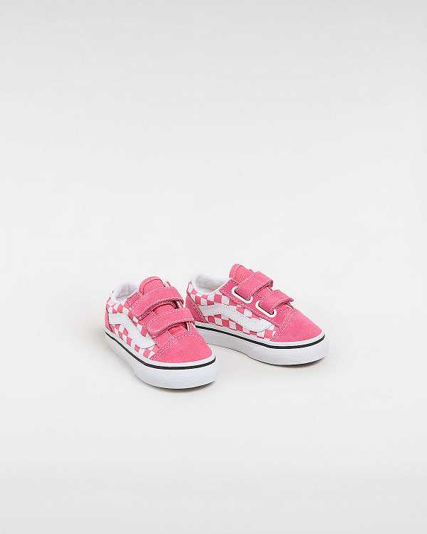 Pink Kids' Vans Old Skool Hook And Loop (1-4 Years) Sneakers Canada | VN1439265