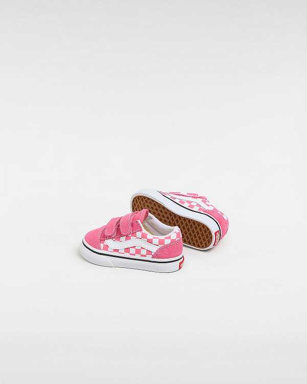 Pink Kids' Vans Old Skool Hook And Loop (1-4 Years) Sneakers Canada | VN1439265
