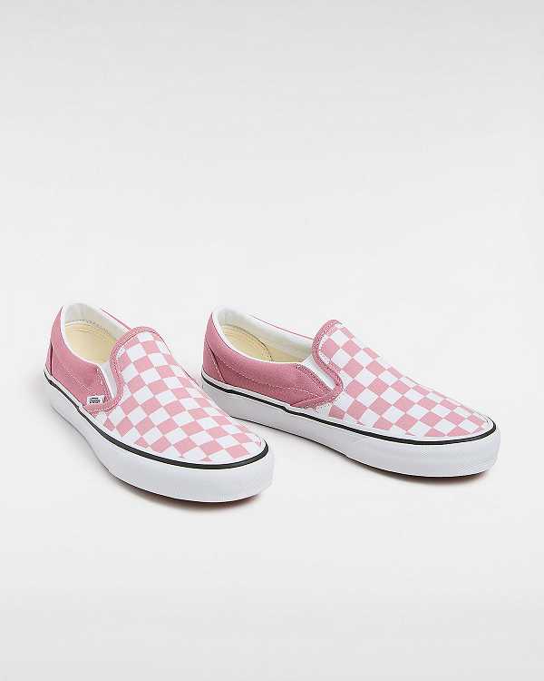 Pink Men Vans Classic Checkerboard Slip On Shoes Canada | VN5369104