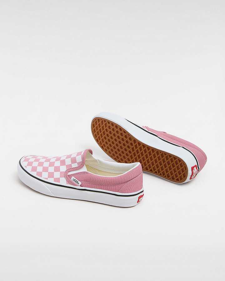 Pink Women Vans Classic Checkerboard Slip On Shoes Canada | VN4025697