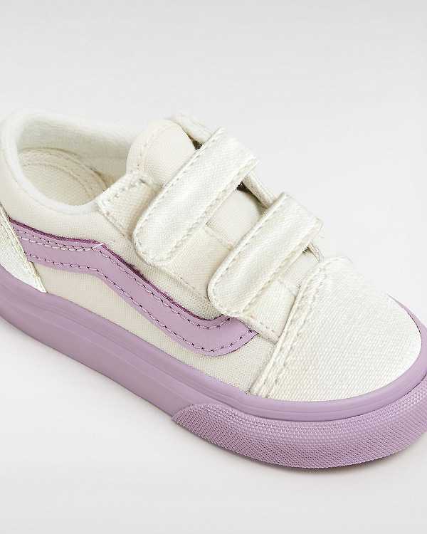 Purple Kids' Vans Old Skool Hook And Loop (1-4 Years) Sneakers Canada | VN3907614