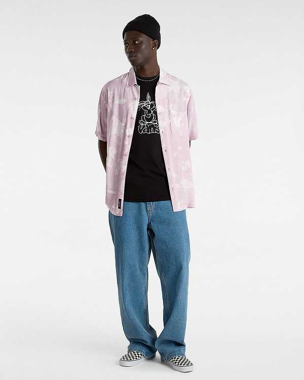 Purple Men Vans Camp Loose Collar Shirts Canada | VN9163280