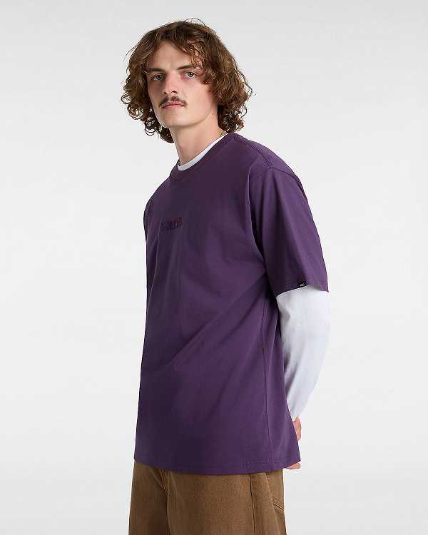Purple Men Vans Essential Loose T Shirts Canada | VN0492157