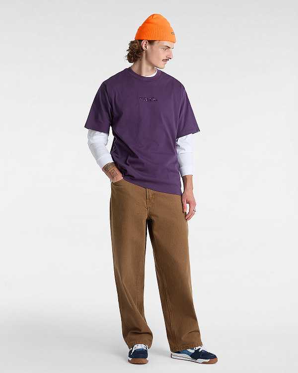 Purple Men Vans Essential Loose T Shirts Canada | VN0492157