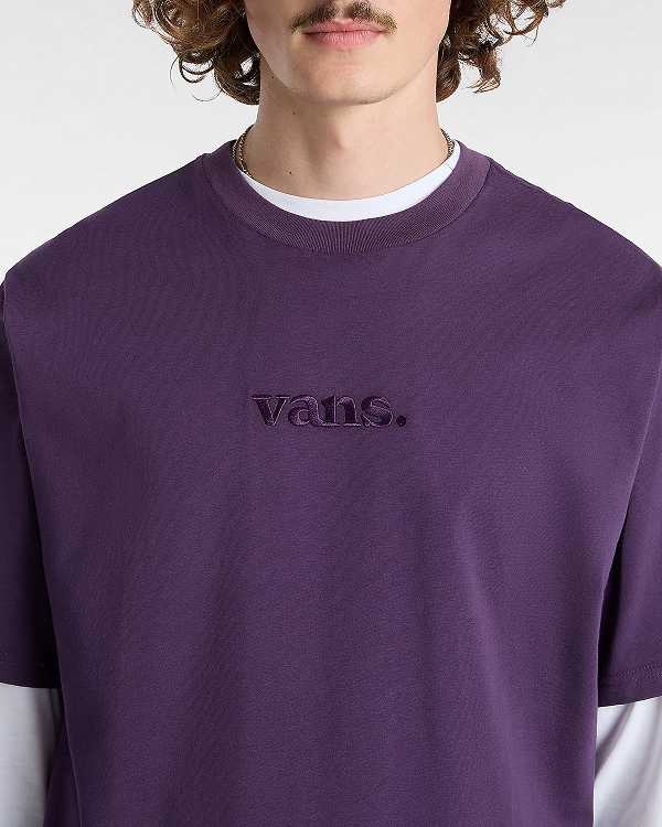 Purple Men Vans Essential Loose T Shirts Canada | VN0492157