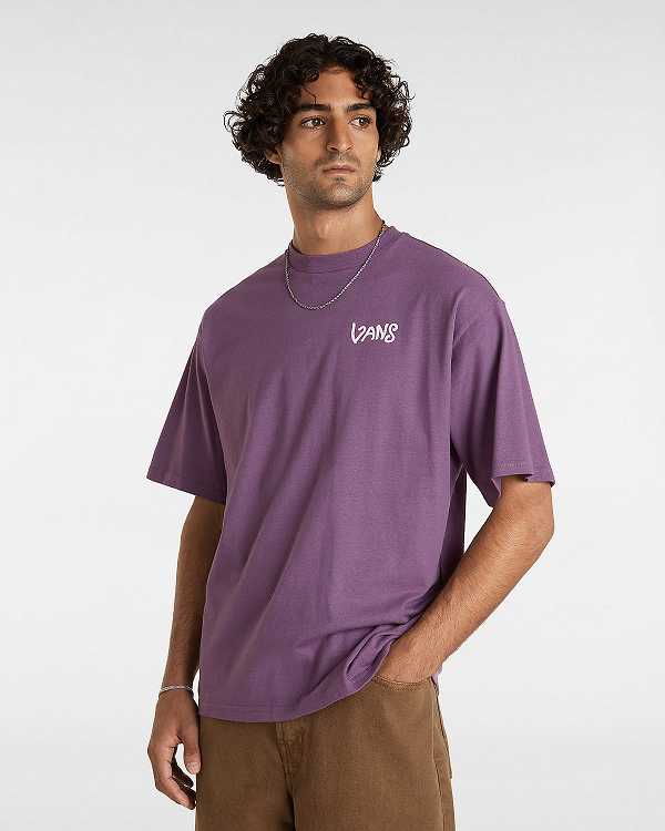 Purple Men Vans V Hand Loose T Shirts Canada | VN0835246