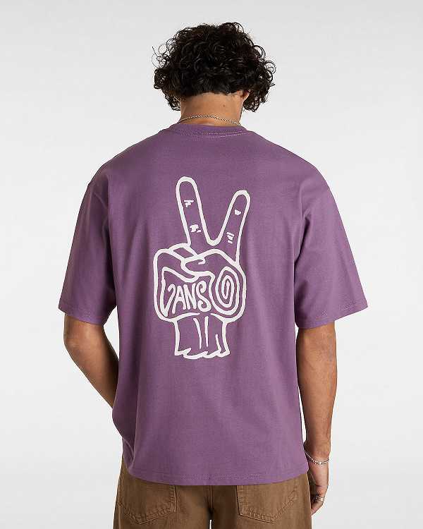 Purple Men Vans V Hand Loose T Shirts Canada | VN0835246