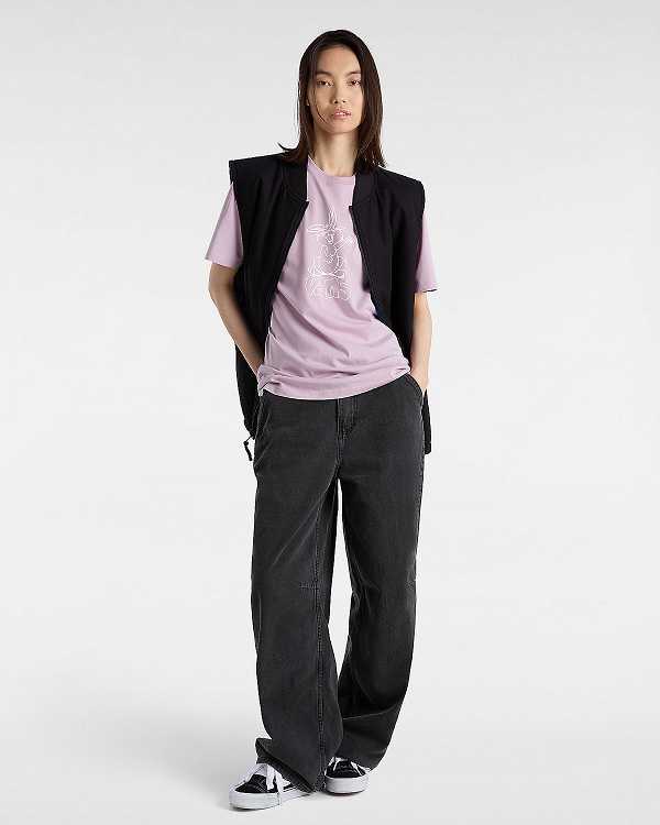 Purple Women Vans Crazy Eddy T Shirts Canada | VN5914702