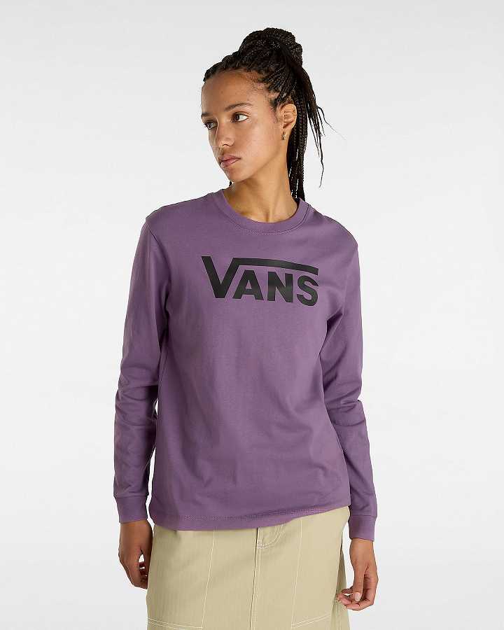 Purple Women Vans Flying V Classic Long Sleeve T Shirts Canada | VN8731940