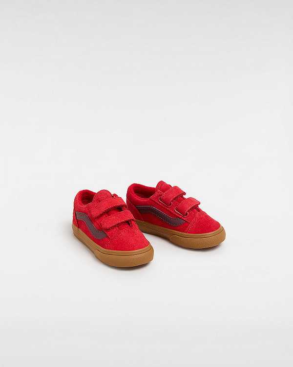 Red Kids' Vans Old Skool Hook And Loop (1-4 Years) Sneakers Canada | VN9106835
