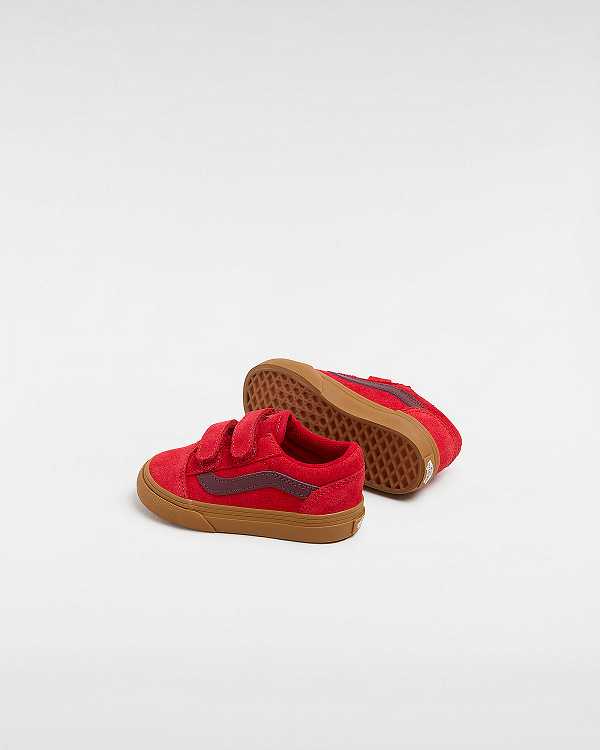 Red Kids' Vans Old Skool Hook And Loop (1-4 Years) Sneakers Canada | VN9106835
