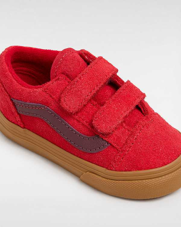 Red Kids' Vans Old Skool Hook And Loop (1-4 Years) Sneakers Canada | VN9106835