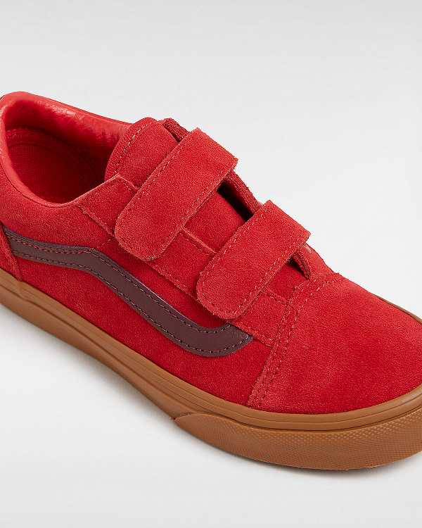Red Kids' Vans Old Skool Hook And Loop (4-8 Years) Sneakers Canada | VN5176498