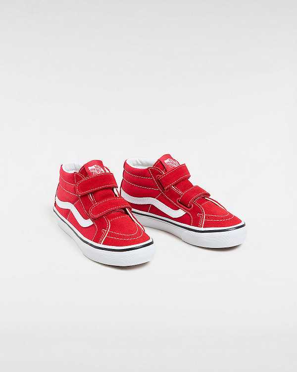 Red Kids' Vans Sk8-Mid Reissue Hook and Loop (4-8 years) Sneakers Canada | VN3028145