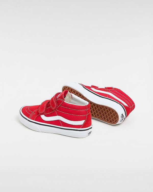 Red Kids' Vans Sk8-Mid Reissue Hook and Loop (4-8 years) Sneakers Canada | VN3028145