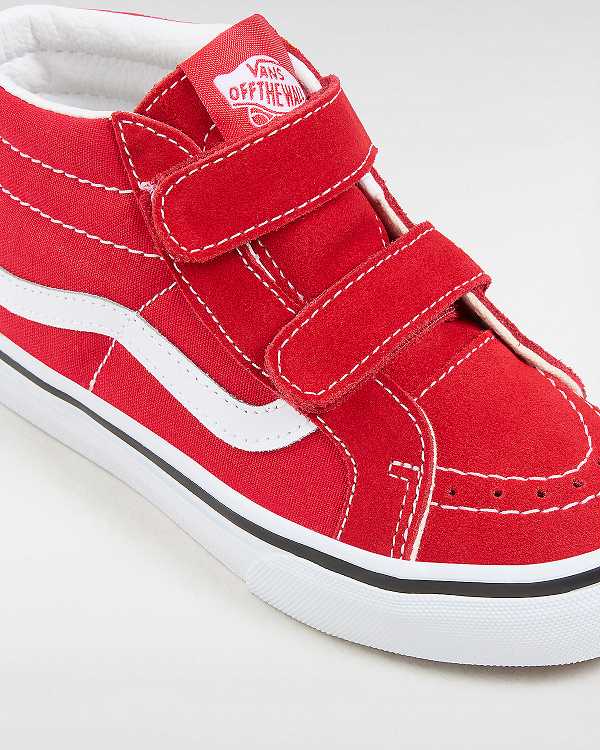 Red Kids' Vans Sk8-Mid Reissue Hook and Loop (4-8 years) Sneakers Canada | VN3028145