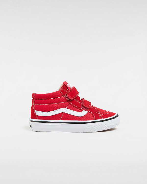 Red Kids\' Vans Sk8-Mid Reissue Hook and Loop (4-8 years) Sneakers Canada | VN3028145