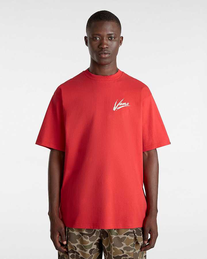 Red Women Vans Dettori Loose Fit T Shirts Canada | VN2038917