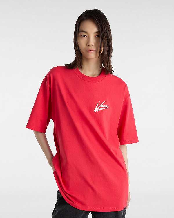 Red Women Vans Dettori Loose Fit T Shirts Canada | VN2038917