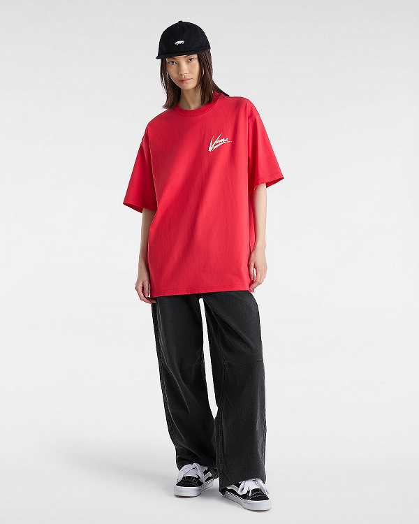 Red Women Vans Dettori Loose Fit T Shirts Canada | VN2038917