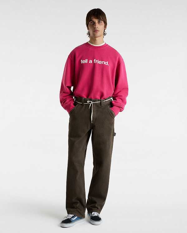 Red Women Vans Tell a Friend Crew Sweatshirt Canada | VN7540932