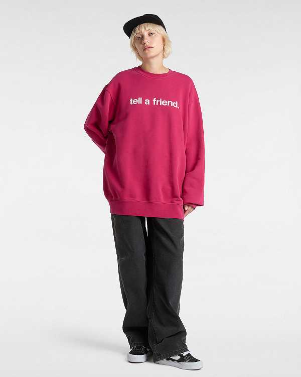 Red Women Vans Tell a Friend Crew Sweatshirt Canada | VN7540932