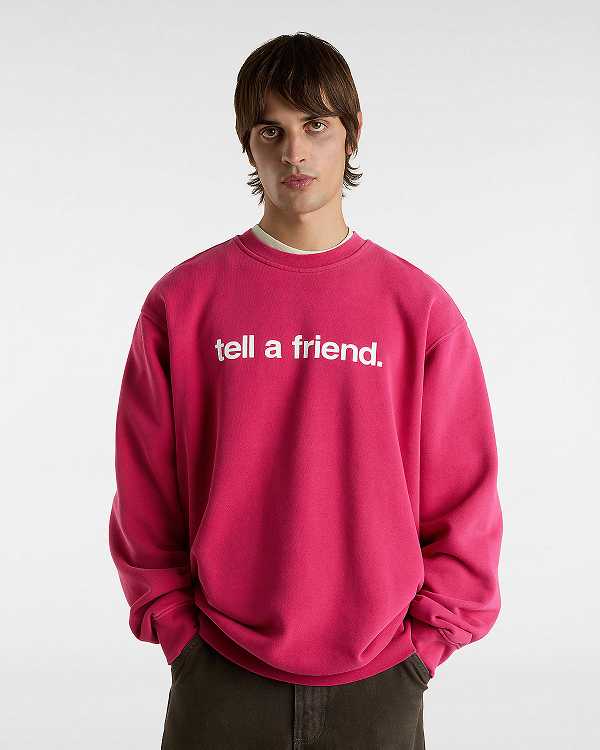 Red Women Vans Tell a Friend Crew Sweatshirt Canada | VN7540932