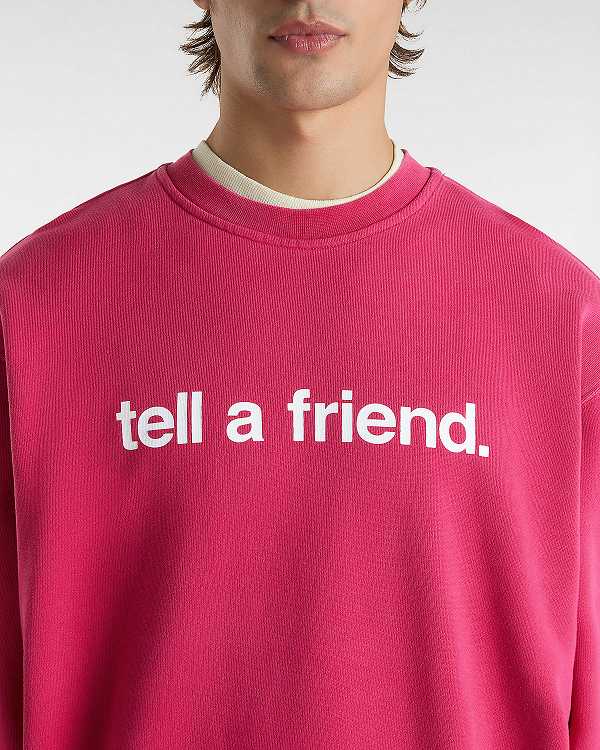 Red Women Vans Tell a Friend Crew Sweatshirt Canada | VN7540932