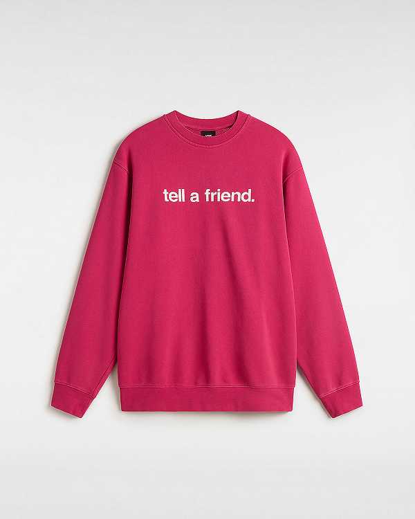Red Women Vans Tell a Friend Crew Sweatshirt Canada | VN7540932