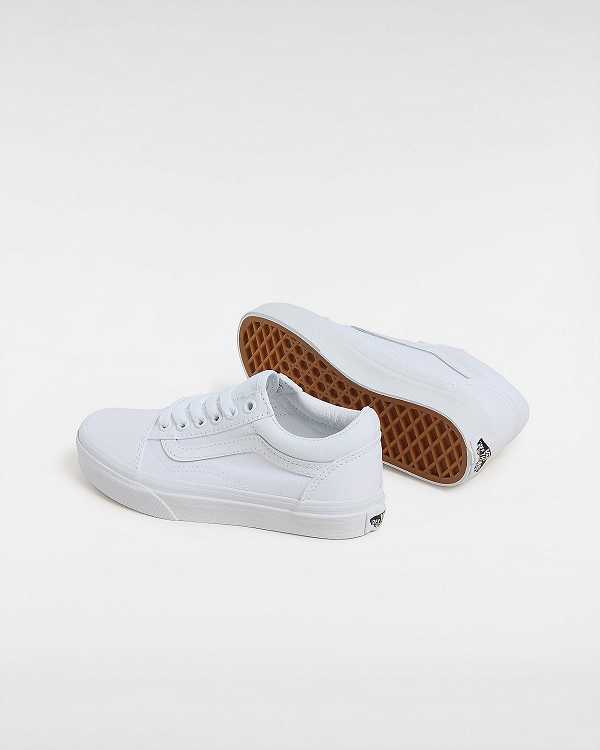 White Kids' Vans Old Skool (4-8 Years) Sneakers Canada | VN8579134