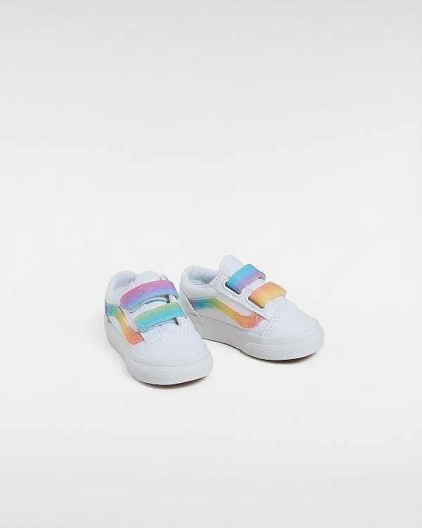 White Kids' Vans Old Skool Hook And Loop (1-4 Years) Sneakers Canada | VN1082576