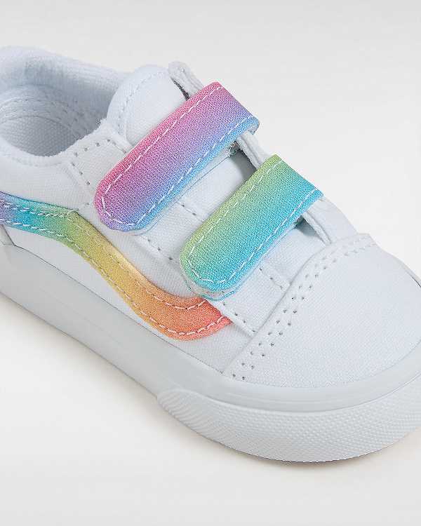White Kids' Vans Old Skool Hook And Loop (1-4 Years) Sneakers Canada | VN1082576