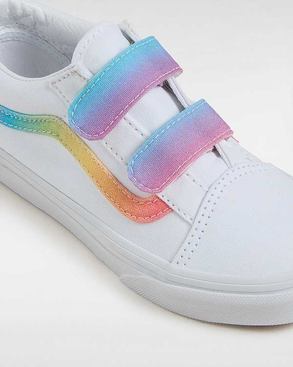White Kids' Vans Old Skool Hook And Loop (4-8 Years) Sneakers Canada | VN3962847