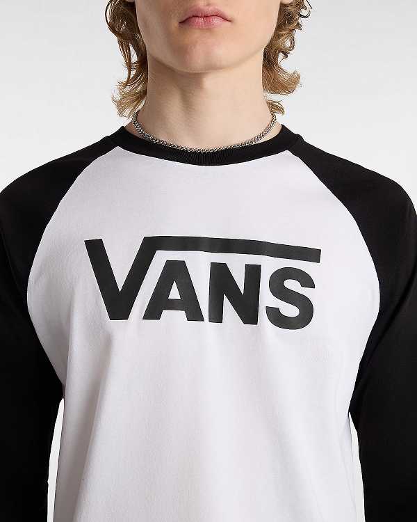 White Men Vans Classic Raglan T Shirts Canada | VN8625794