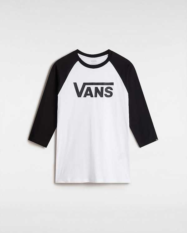 White Men Vans Classic Raglan T Shirts Canada | VN8625794