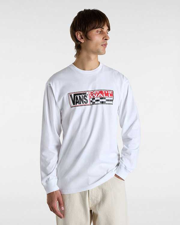 White Men Vans Hi Stretch Long Sleeve T Shirts Canada | VN8147506