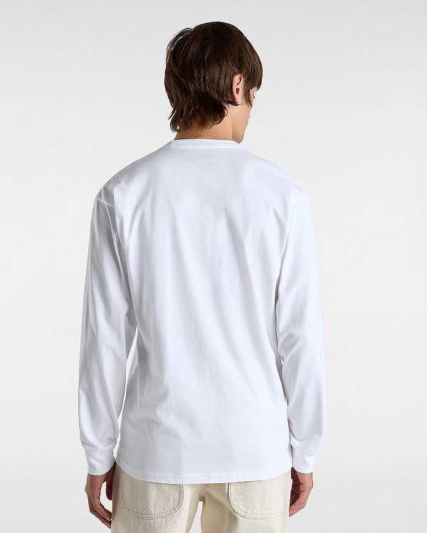 White Men Vans Hi Stretch Long Sleeve T Shirts Canada | VN8147506