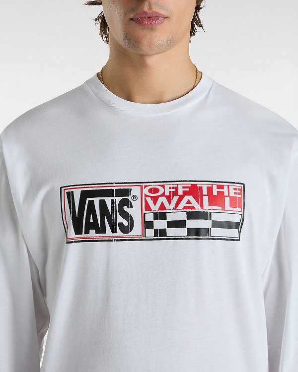 White Men Vans Hi Stretch Long Sleeve T Shirts Canada | VN8147506