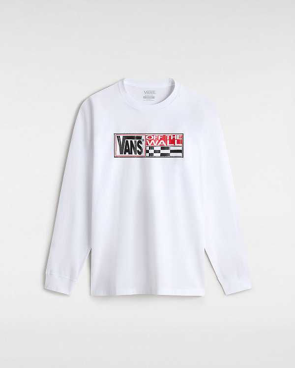 White Men Vans Hi Stretch Long Sleeve T Shirts Canada | VN8147506