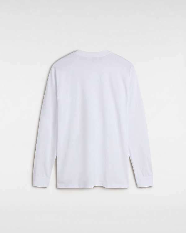 White Men Vans Left Chest Hit Long Sleeve T Shirts Canada | VN7025163
