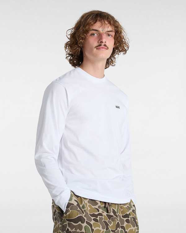 White Men Vans Left Chest Hit Long Sleeve T Shirts Canada | VN7025163
