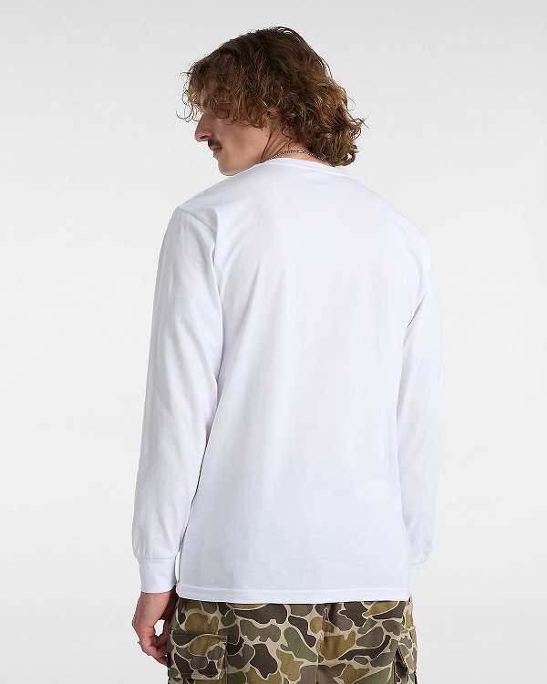 White Men Vans Left Chest Hit Long Sleeve T Shirts Canada | VN7025163