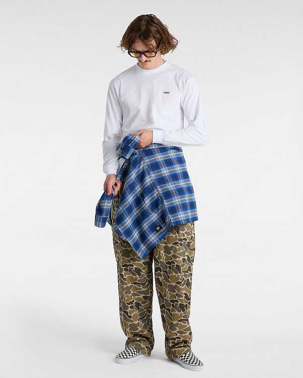White Men Vans Left Chest Hit Long Sleeve T Shirts Canada | VN7025163