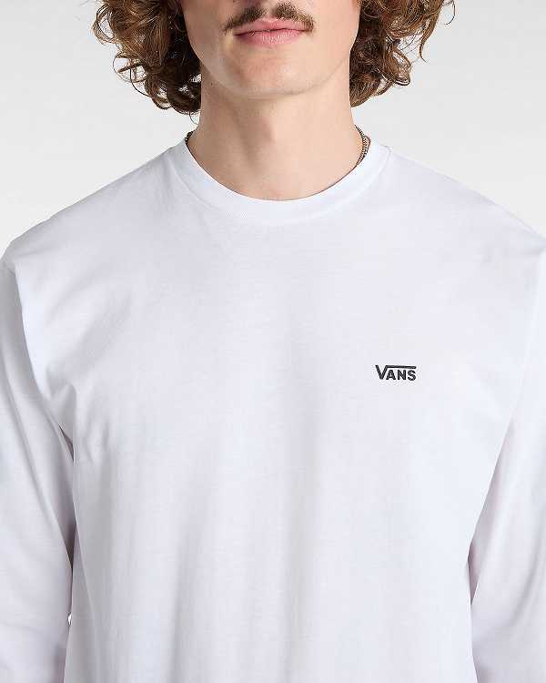 White Men Vans Left Chest Hit Long Sleeve T Shirts Canada | VN7025163