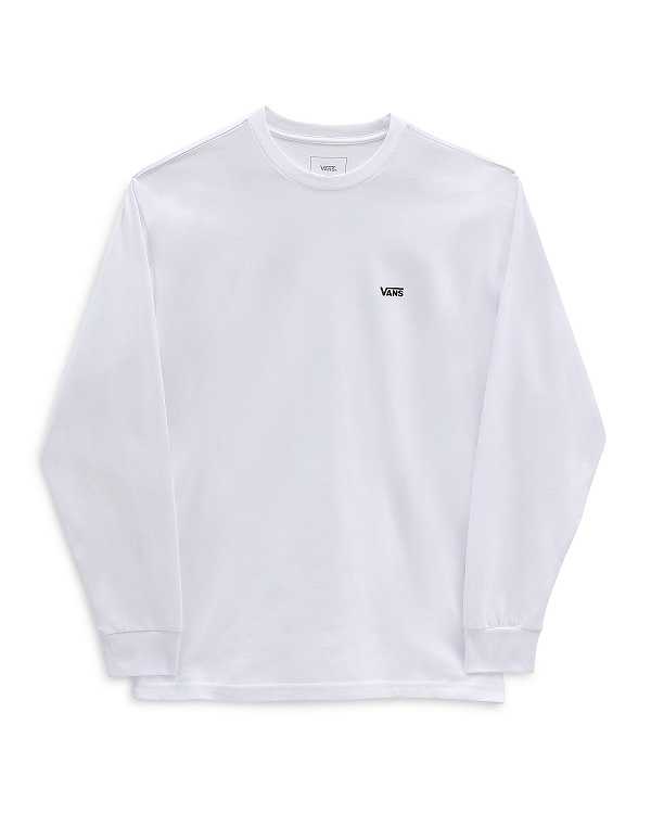 White Men Vans Left Chest Hit Long Sleeve T Shirts Canada | VN7025163