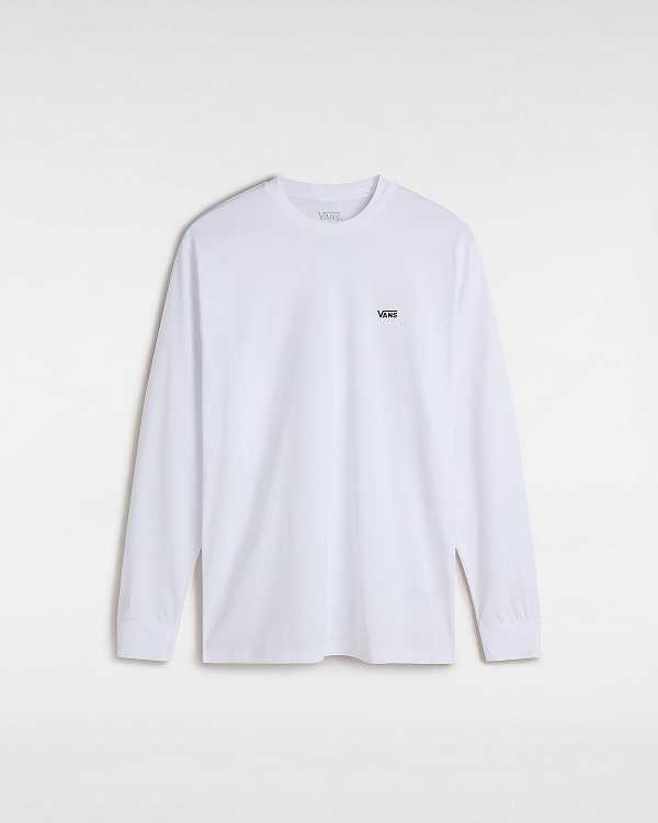 White Men Vans Left Chest Hit Long Sleeve T Shirts Canada | VN7025163