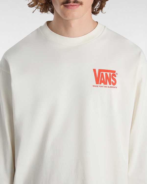 White Men Vans MTE Logo Warp Check Long Sleeve T Shirts Canada | VN3276804