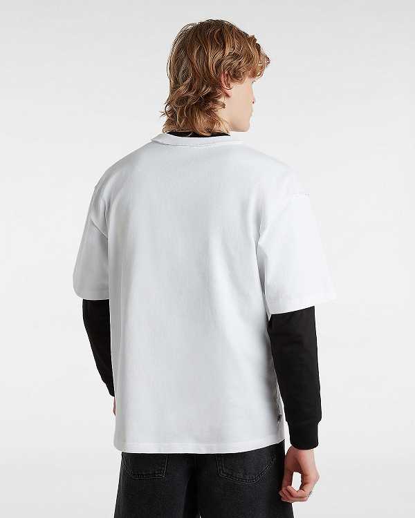 White Men Vans Premium Logo T Shirts Canada | VN5314207